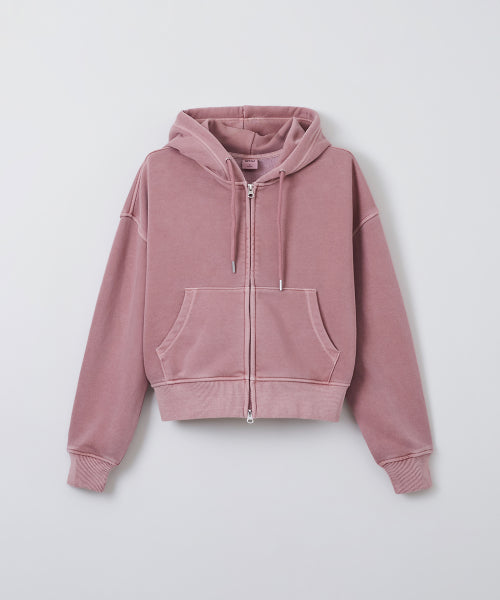 [French Terry] 2-WAY Pigment Cropped Hood Zip-Up_SPMZF23G05