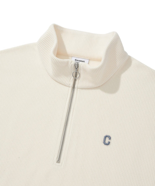 SMALL C LOGO CORDUROY HALF ZIP-UP