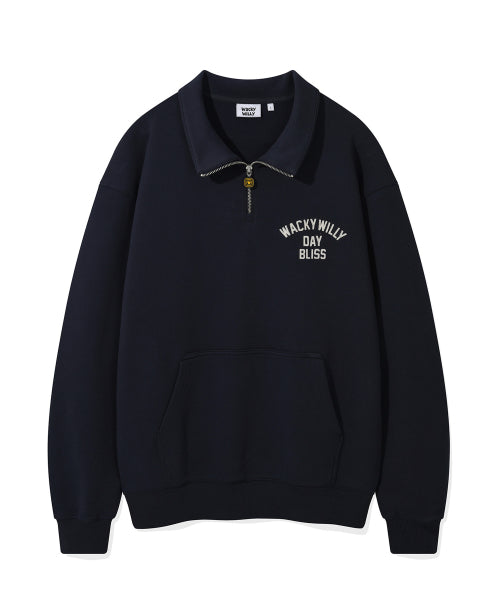 Signature typo Half Zip-Up Sweatshirt Navy