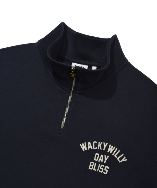 Signature typo Half Zip-Up Sweatshirt Navy