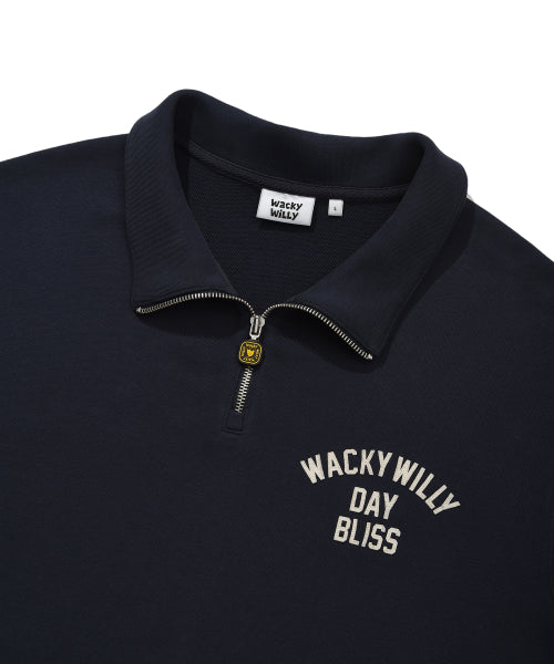Signature typo Half Zip-Up Sweatshirt Navy
