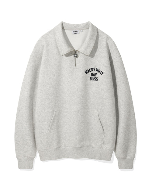 Signature typo Half Zip-Up Sweatshirt Light Gray