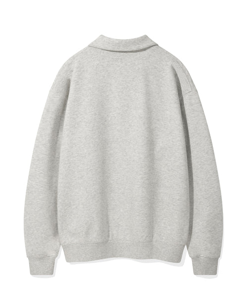 Signature typo Half Zip-Up Sweatshirt Light Gray