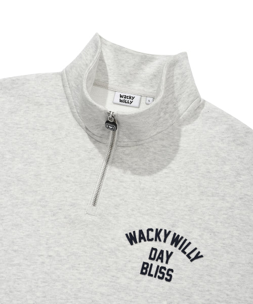 Signature typo Half Zip-Up Sweatshirt Light Gray