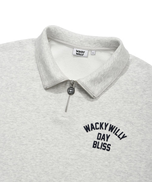 Signature typo Half Zip-Up Sweatshirt Light Gray
