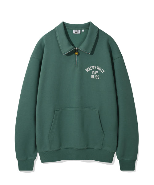 Signature typo half zip-up sweatshirt green