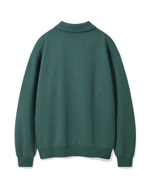Signature typo half zip-up sweatshirt green