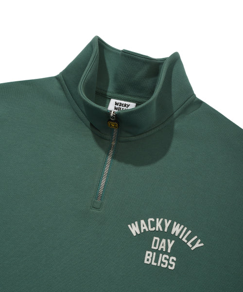 Signature typo half zip-up sweatshirt green