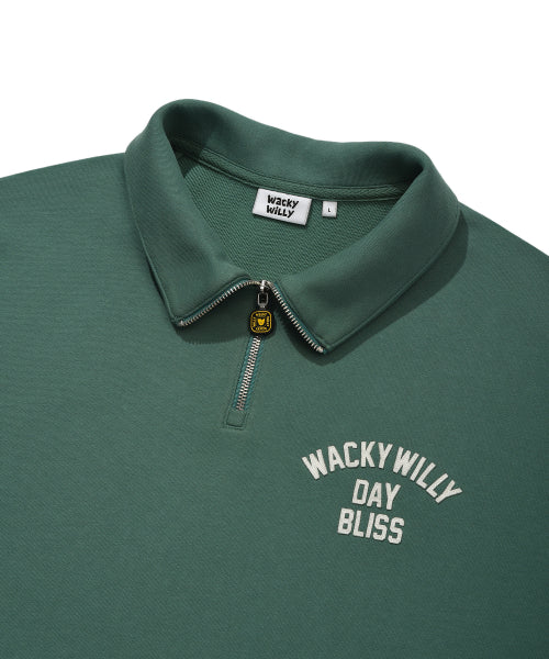 Signature typo half zip-up sweatshirt green