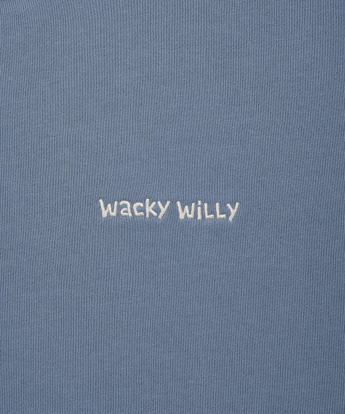 Basic Waki typo logo hooded zip-up blue