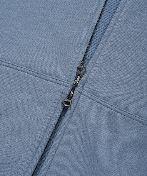 Basic Waki typo logo hooded zip-up blue