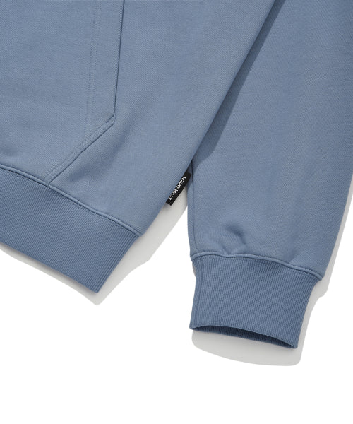 Basic Waki typo logo hooded zip-up blue