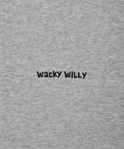 Basic Waki typo logo hooded zip-up gray