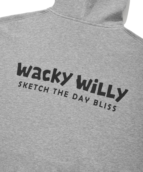 Basic Waki typo logo hooded zip-up gray
