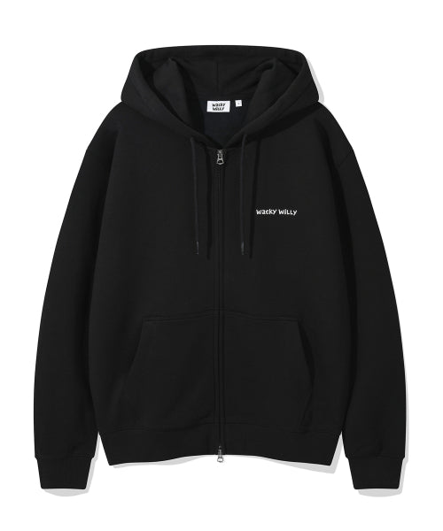 Basic Waki typo logo hooded zip-up black