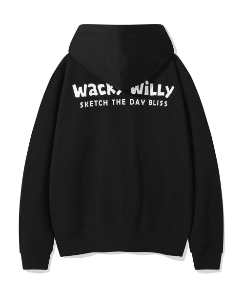 Basic Waki typo logo hooded zip-up black