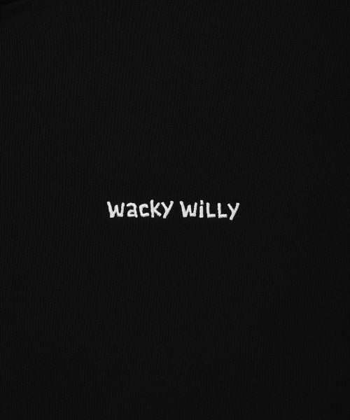 Basic Waki typo logo hooded zip-up black