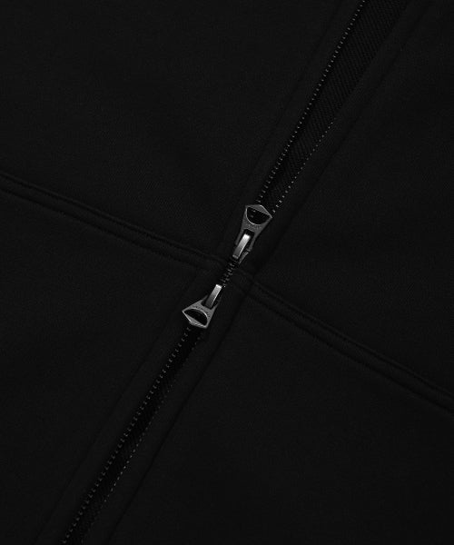 Basic Waki typo logo hooded zip-up black