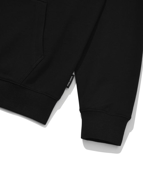 Basic Waki typo logo hooded zip-up black