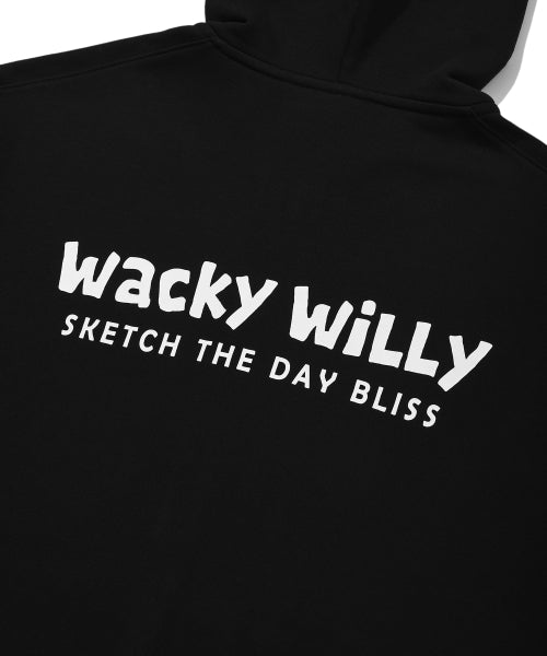 Basic Waki typo logo hooded zip-up black