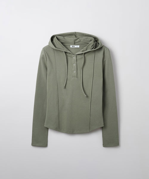 [Cotton Spandex] Hooded Snap Long Sleeve T-shirt (SPLWE49G15 RE)_SPLWF23G04