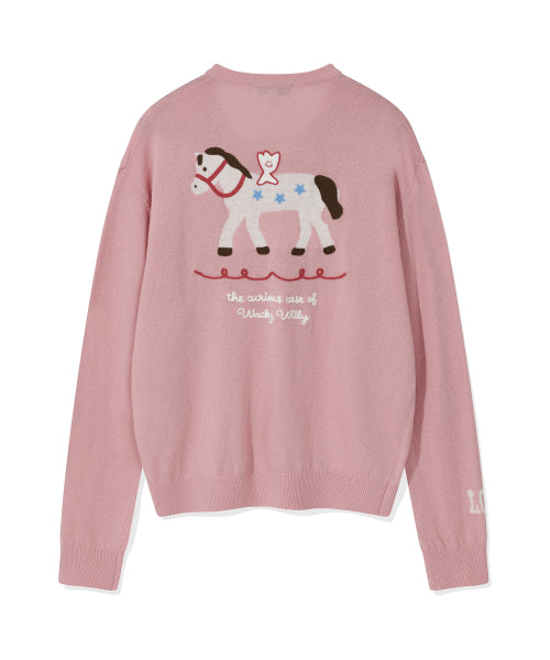 Women's Kiki Embroidery V-Neck Pullover Knit Pink