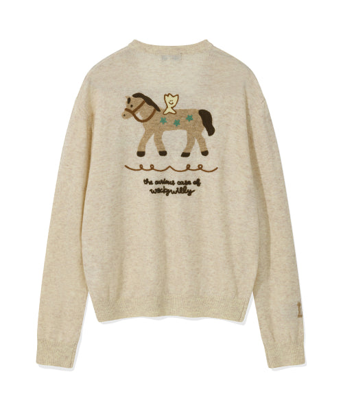Women's Kiki Embroidery V-Neck Pullover Knit Oatmeal