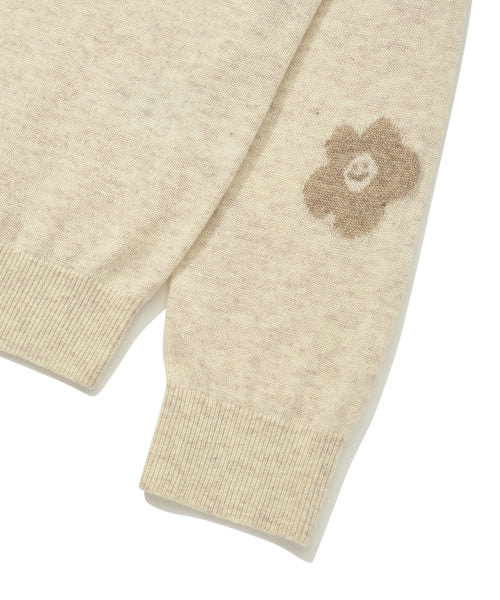 Women's Kiki Embroidery V-Neck Pullover Knit Oatmeal