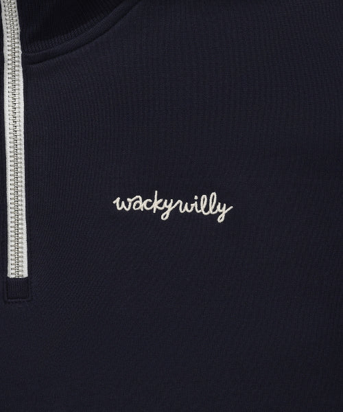 Women's typo logo Half zip-up sweatshirt Dark navy