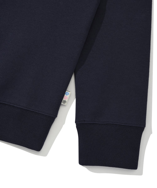 Women's typo logo Half zip-up sweatshirt Dark navy