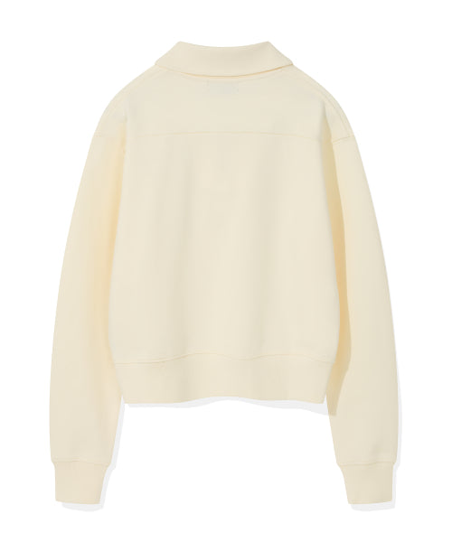 Women's Typography Half Zip-Up Sweatshirt Cream