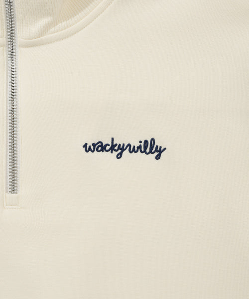 Women's Typography Half Zip-Up Sweatshirt Cream