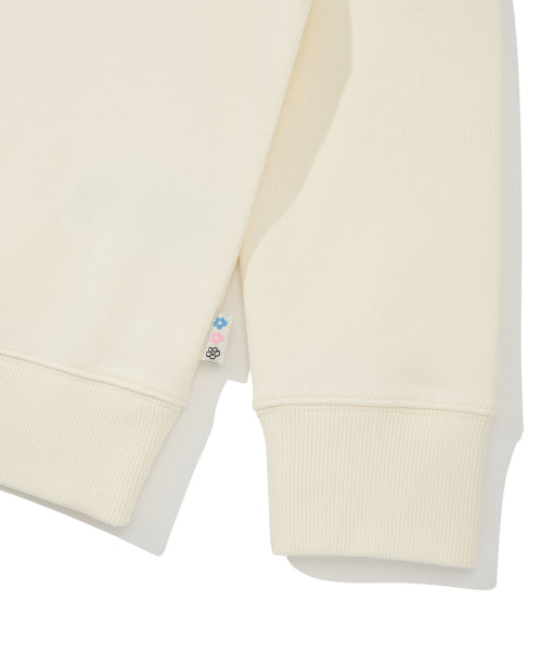 Women's Typography Half Zip-Up Sweatshirt Cream