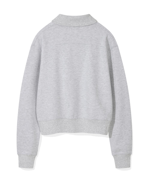 Women's typo logo half zip-up sweatshirt light gray