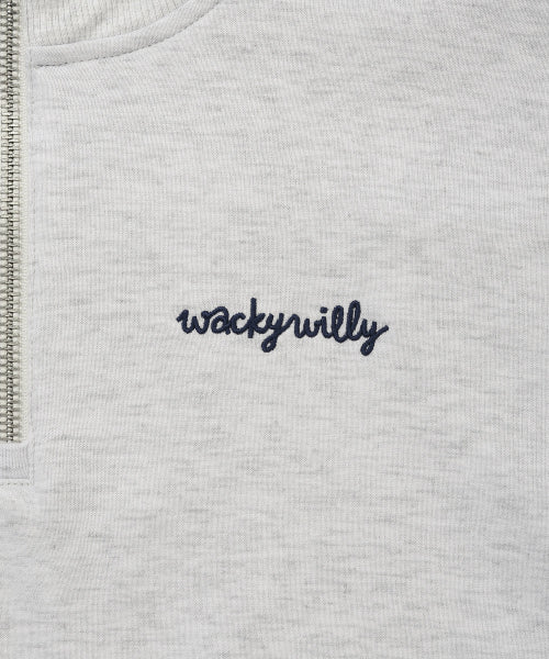Women's typo logo half zip-up sweatshirt light gray
