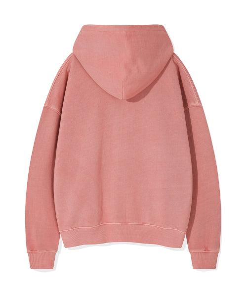 Women's Pigment Washing Hooded Zip-Up Pink