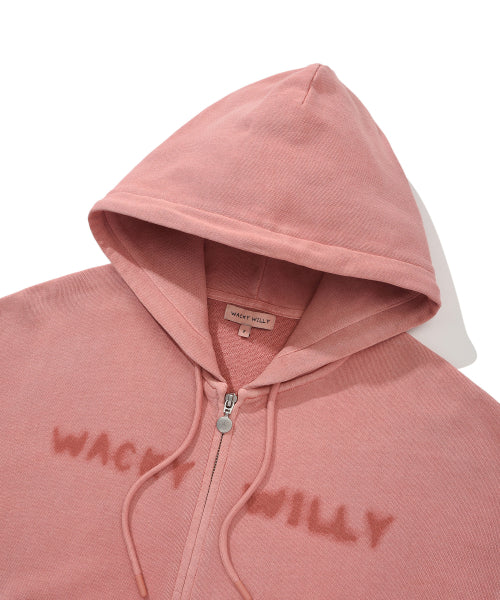 Women's Pigment Washing Hooded Zip-Up Pink