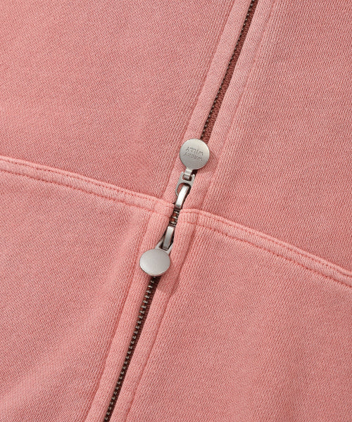 Women's Pigment Washing Hooded Zip-Up Pink