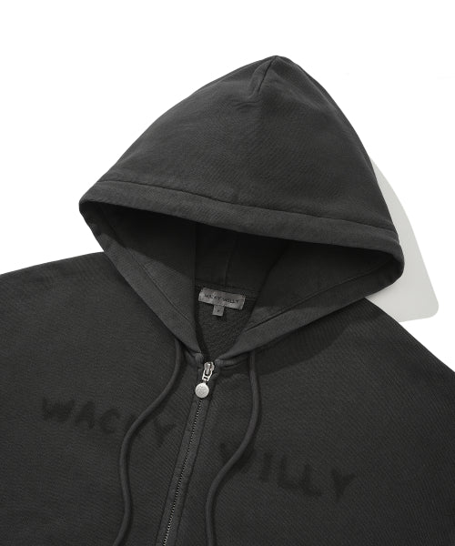 Women's Pigment Washing Hooded Zip-Up Gray