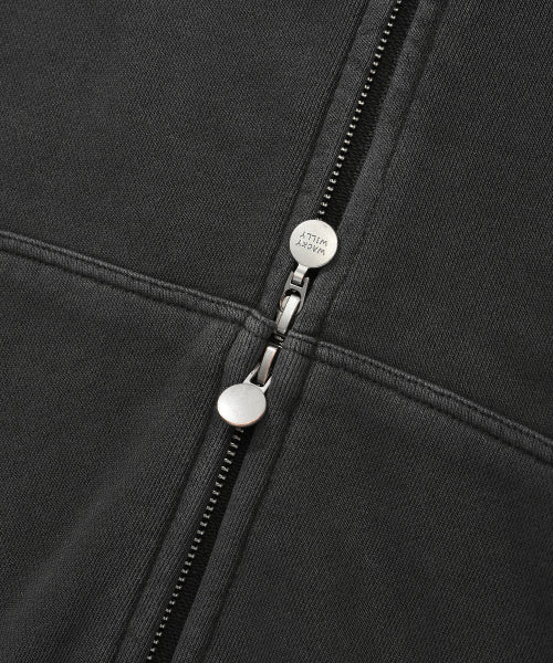 Women's Pigment Washing Hooded Zip-Up Gray