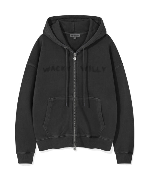 Women's Pigment Washing Hooded Zip-Up Gray
