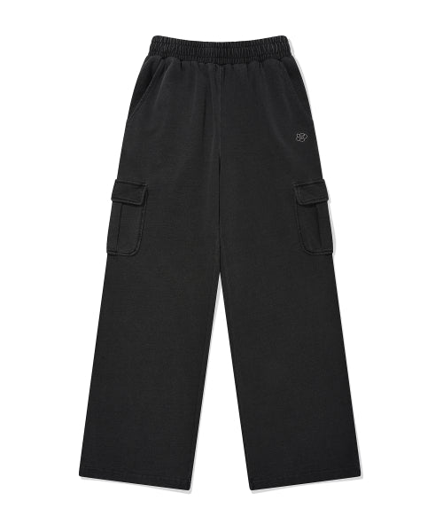 Women's Semi-Wide Washing Cargo Pants Gray