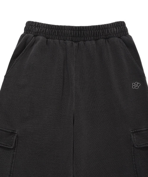 Women's Semi-Wide Washing Cargo Pants Gray