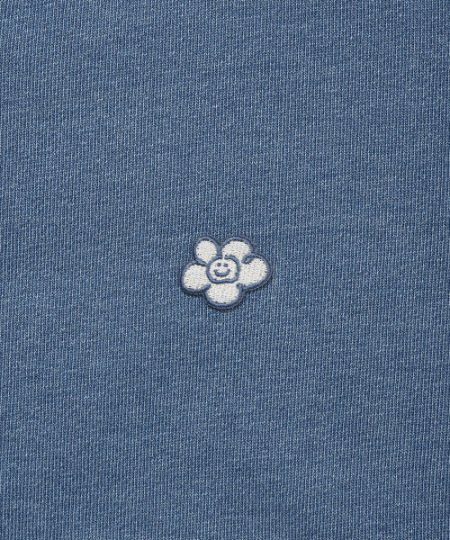 Women's Washing Cropped Hooded Zip-Up Blue
