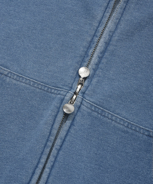 Women's Washing Cropped Hooded Zip-Up Blue