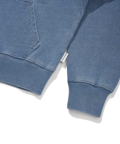 Women's Washing Cropped Hooded Zip-Up Blue