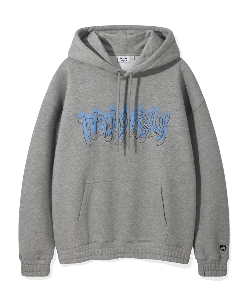 Waki Chainstitch Typograph Hooded Gray