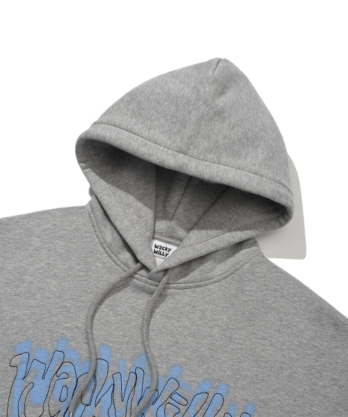 Waki Chainstitch Typograph Hooded Gray