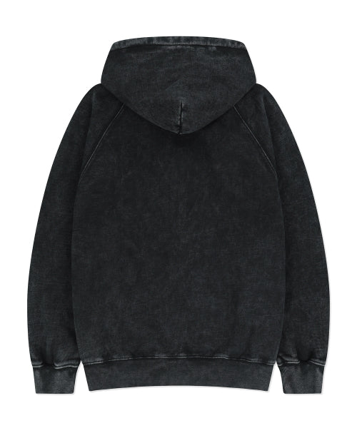 Waki Big Applique Washing Hooded Zip-Up Charcoal