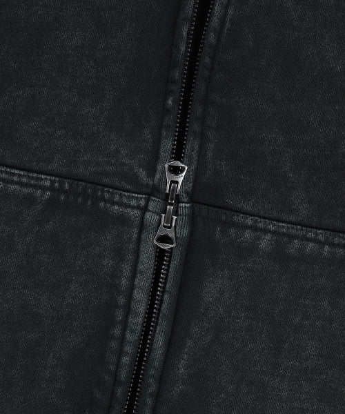Waki Big Applique Washing Hooded Zip-Up Charcoal